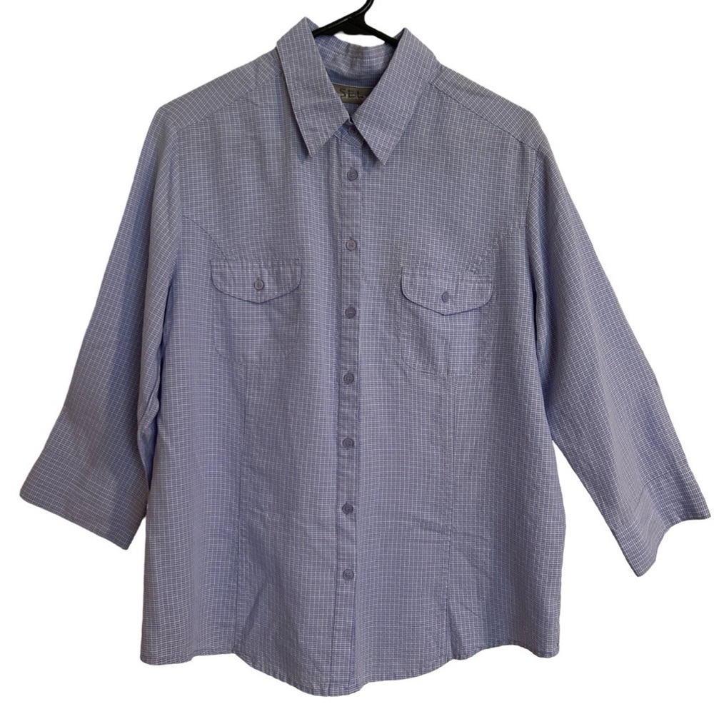 Ladies Women’s Croft & Barrow 3/4 sleeve button down camp shirt SZ L Large